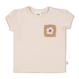 Feetje | T-shirt met crochet zakje | Flower ranch | Offwhite