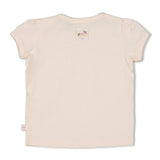 Feetje | T-shirt met crochet zakje | Flower ranch | Offwhite