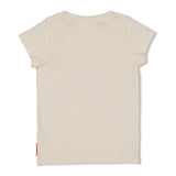 Jubel | T-shirt met crochet zakje | Salsa sunset | Offwhite