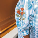 Your wishes | Vichy Blue | Puff sleeve dress allure