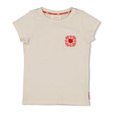 Jubel | T-shirt met crochet zakje | Salsa sunset | Offwhite
