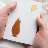 Kaart | Getekend door zusje | Beertje met ballon geel | 11012