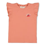 Jubel | T-shirt met backprint | Salsa sunset | Zalm