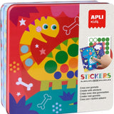 Apli | Dino stickers in blik | 8 kaarten stickers