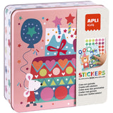 Apli | Feest stickers in blik | 8 kaarten stickers