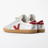 Veja | Small Volley O.T. Leather Silver Pekin