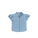 Your Wishes | Cotton Denim | Ruffle blouse | Faint Blue