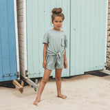 Your wishes | Ruffle short ocean | Textured jersey