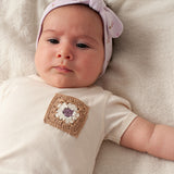 Feetje | T-shirt met crochet zakje | Flower ranch | Offwhite