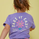 Jubel | T-shirt met backprint | Rolling into spring | Paars