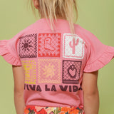 Jubel | T-shirt met backprint | Salsa Sunset | Roze