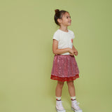Jubel | T-shirt met crochet zakje | Salsa sunset | Offwhite