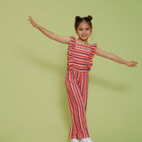 Jubel | Jumpsuit met streep | Seersucker | Salsa sunset | Zalm