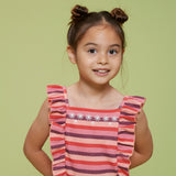 Jubel | Jumpsuit met streep | Seersucker | Salsa sunset | Zalm